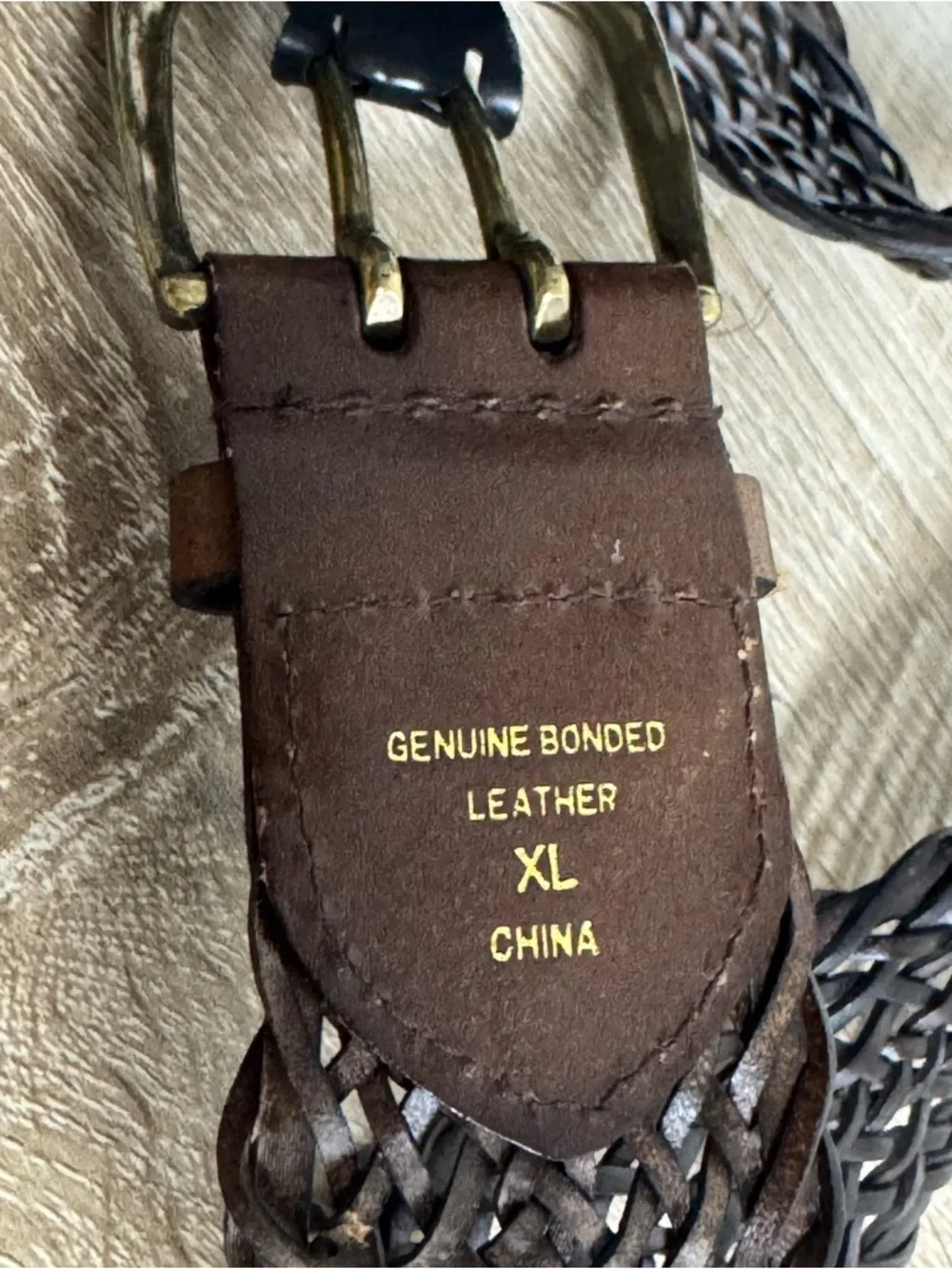Dark Brown Genuine Bonded Leather Braided Belt Women Size L/XL